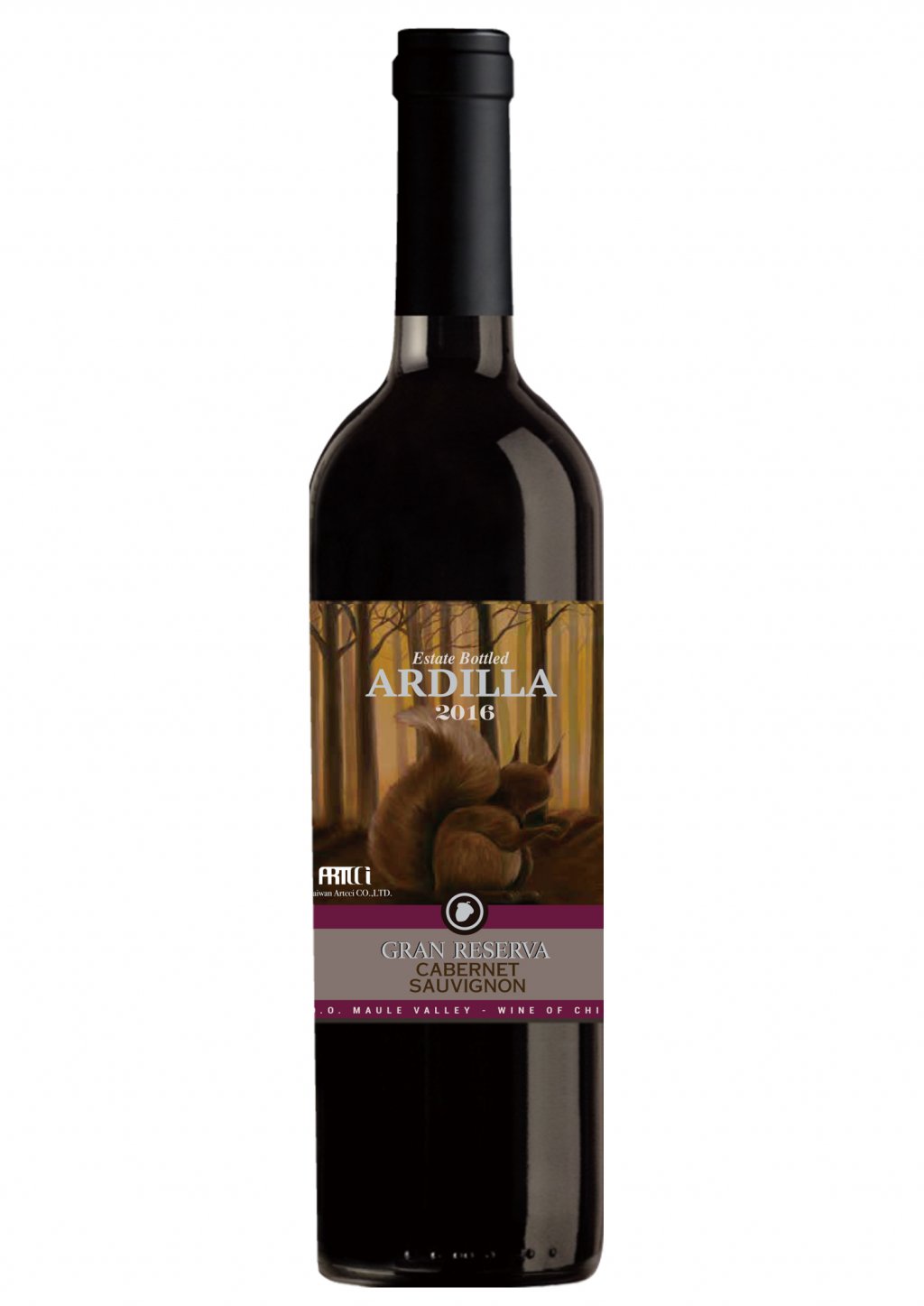 頂級松鼠藝術紅酒 -2016智利葡萄酒神之雫波爾多瓶